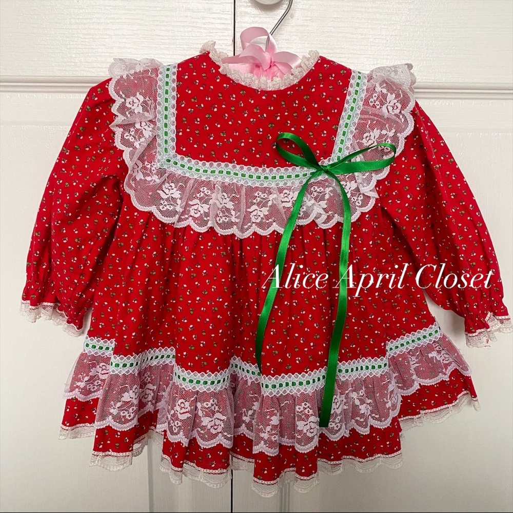 Vintage holiday lace dress size 18 months